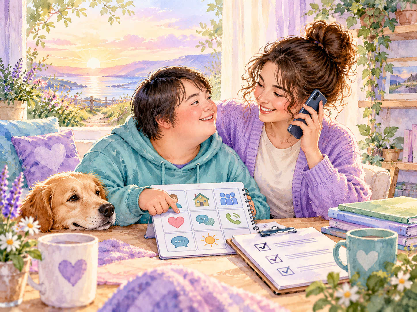 Supportive semi-realistic illustration showing communication planning and accessible crisis support