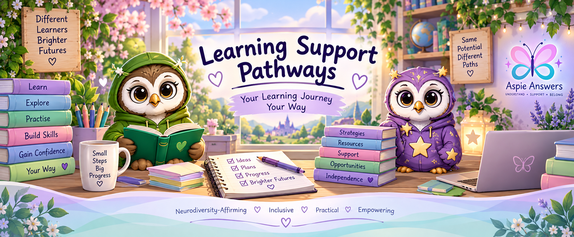 Olive Owl and Twinkle Owl supporting different learning pathways