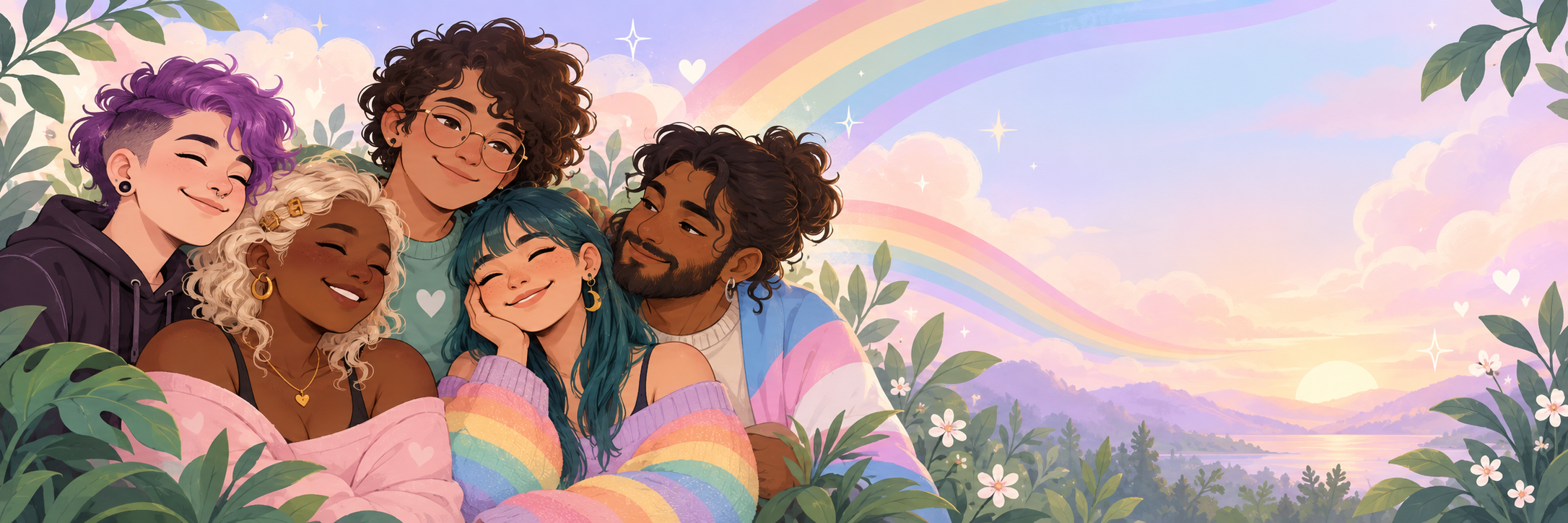 LGBTQIA+ community and belonging themed banner for mental health support