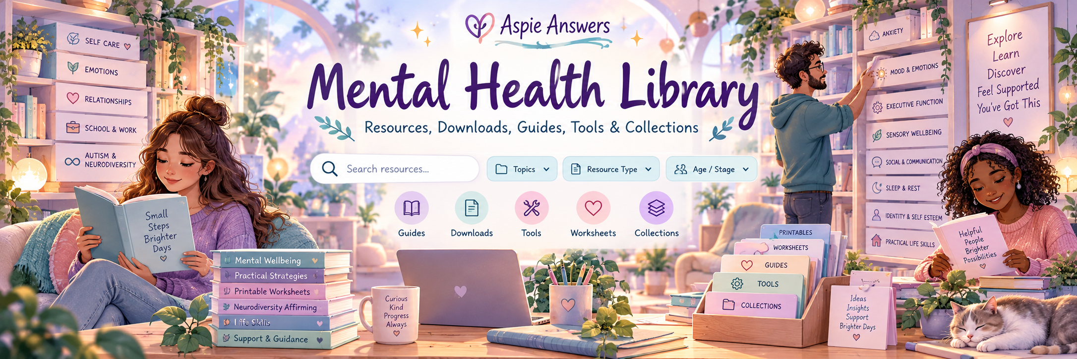 Mental Health Library — resources, downloads, guides, tools and collections.