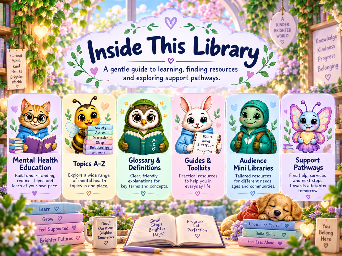 Overview visual for the Mental Health Library.