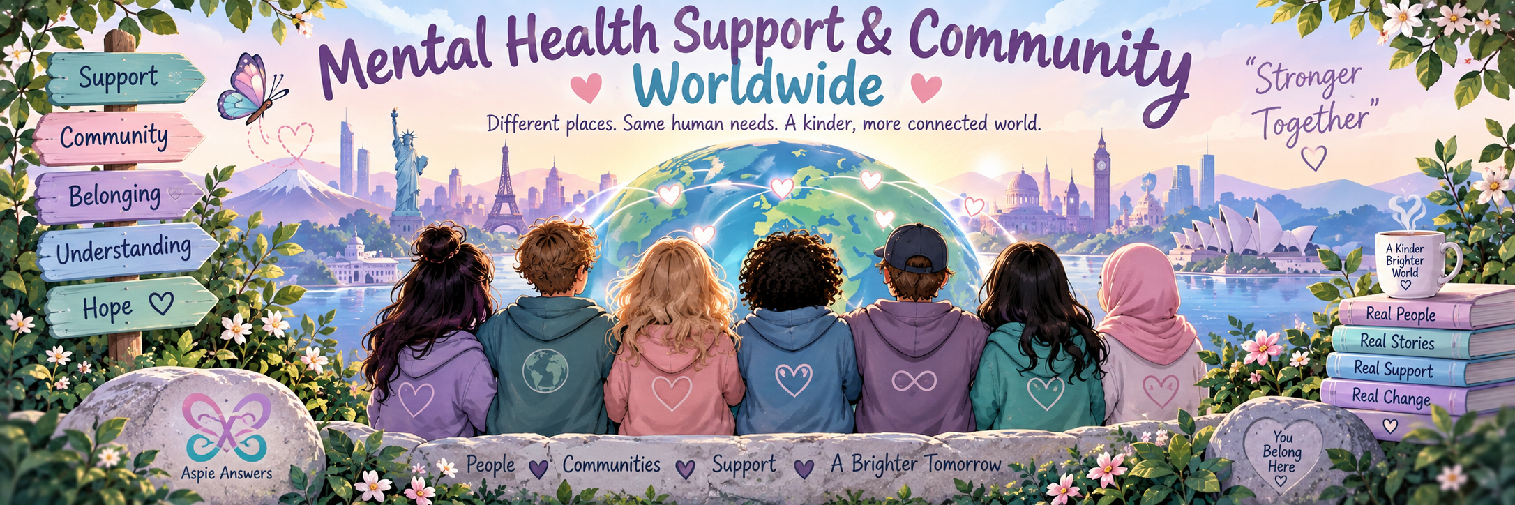 Mental Health Support & Community — Worldwide, connecting people with peer support, support groups and communities around the world
