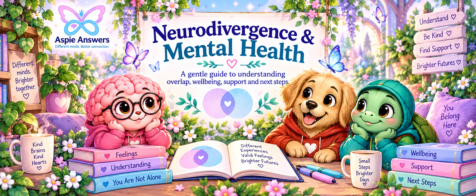 Neurodivergence and Mental Health banner for Aspie Answers.