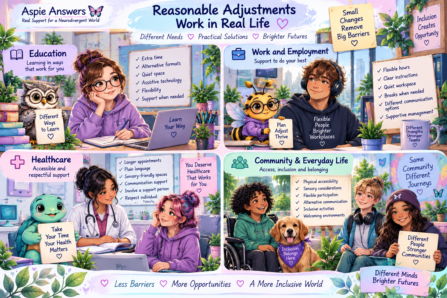 Reasonable adjustments working in real life across different needs and settings.