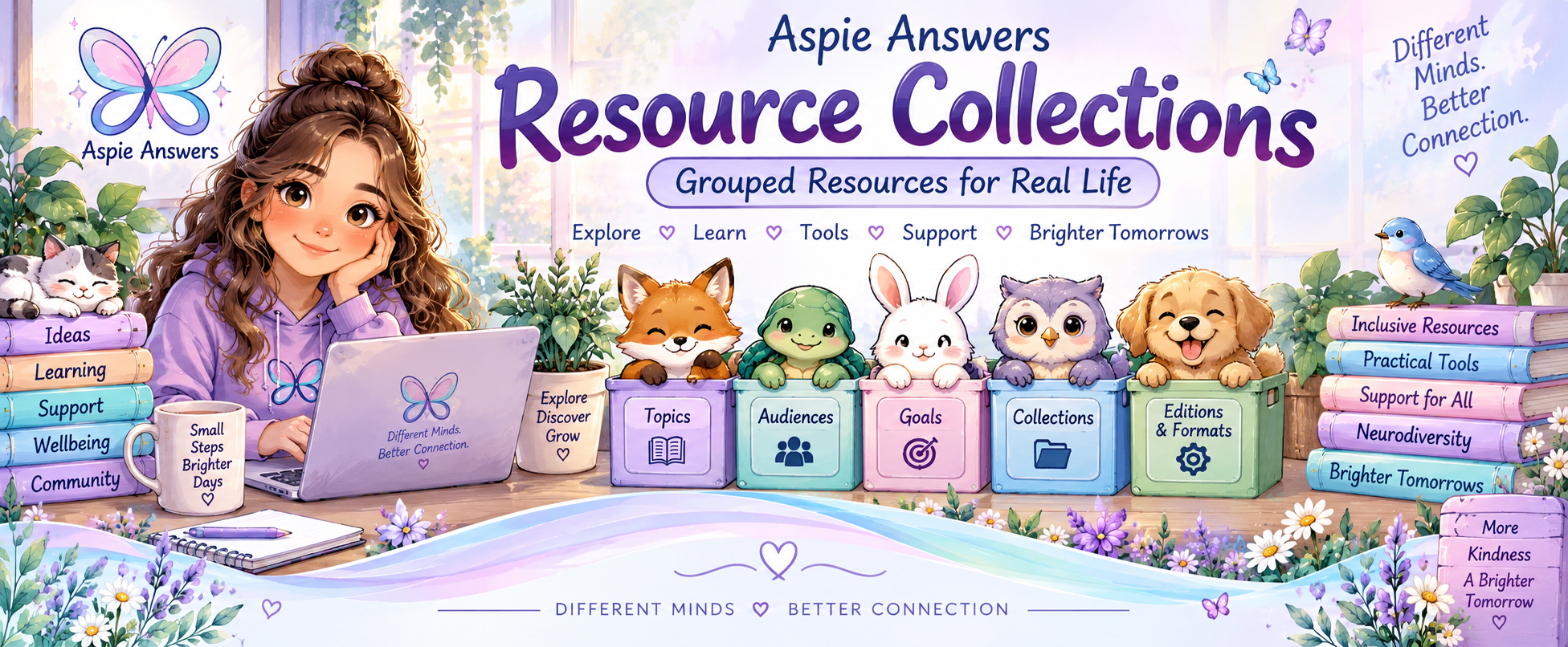 Resource Collections — grouped Aspie Answers resources for topics, audiences, goals, collections and different formats
