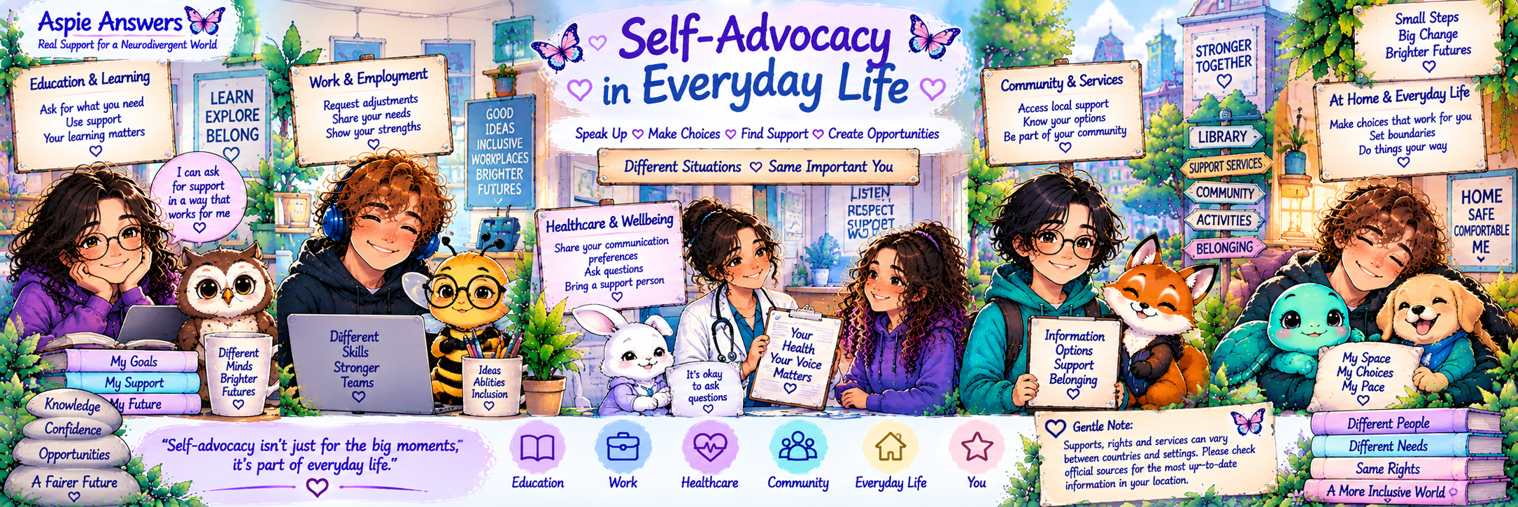 Illustration showing self-advocacy in everyday life