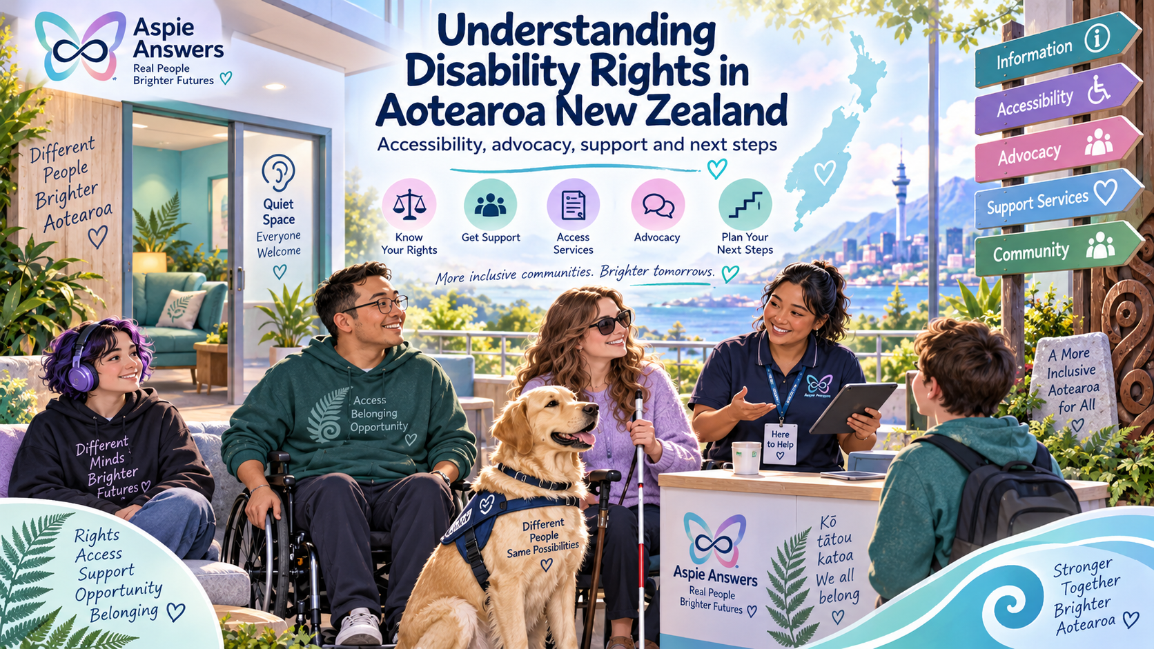 Understanding disability rights in Aotearoa New Zealand, including access, participation, support and advocacy.