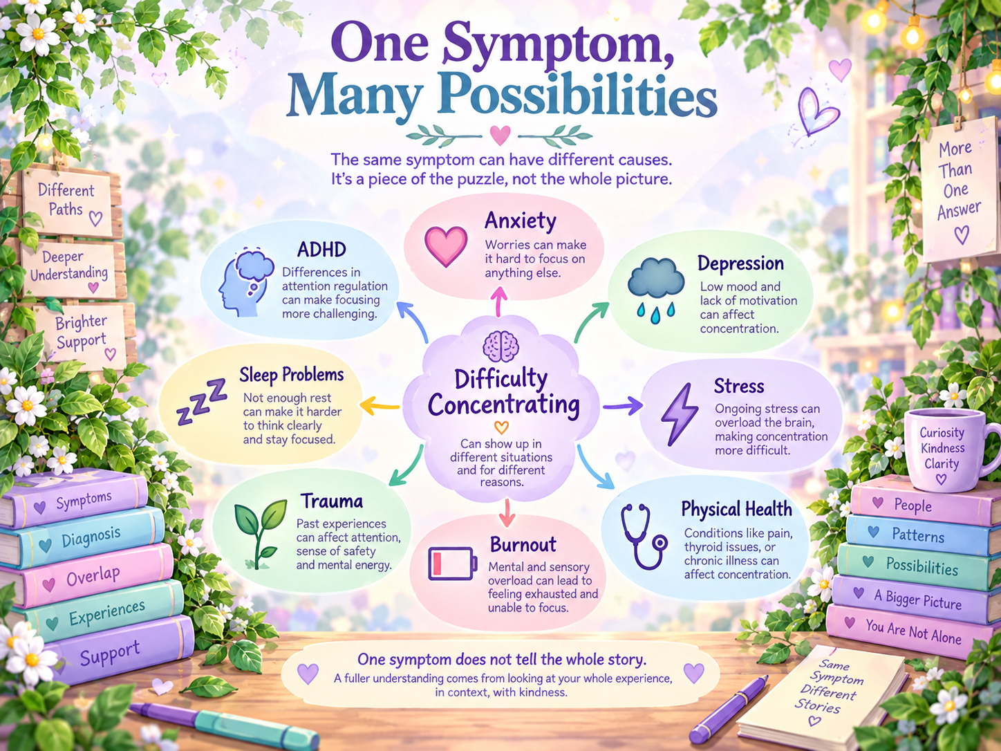 One Symptom, Many Possibilities educational visual.