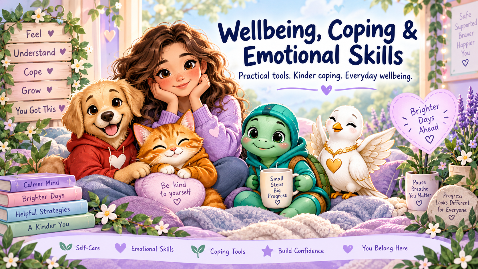 Wellbeing, Coping and Emotional Skills banner for Aspie Answers.