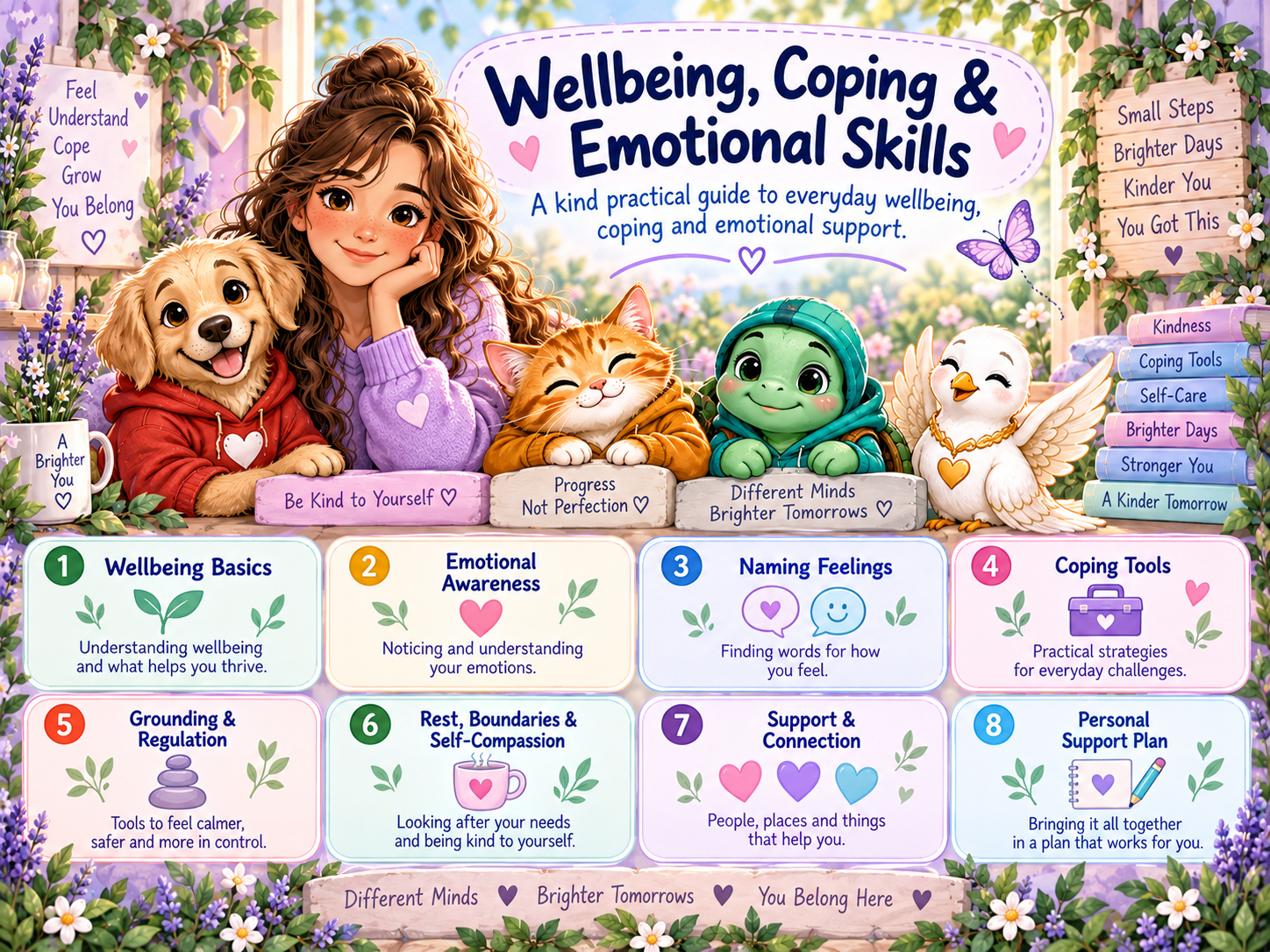 Visual overview of the Wellbeing, Coping and Emotional Skills learning journey.