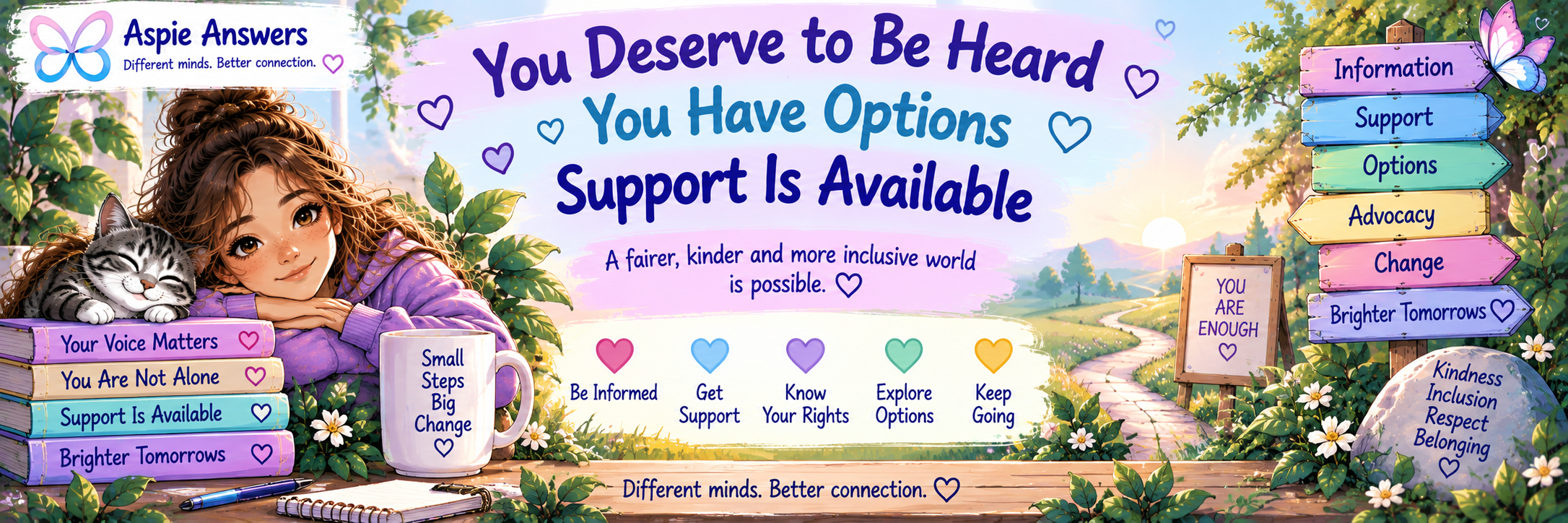 Illustrated divider reading: You Deserve to Be Heard, You Have Options, Support Is Available.