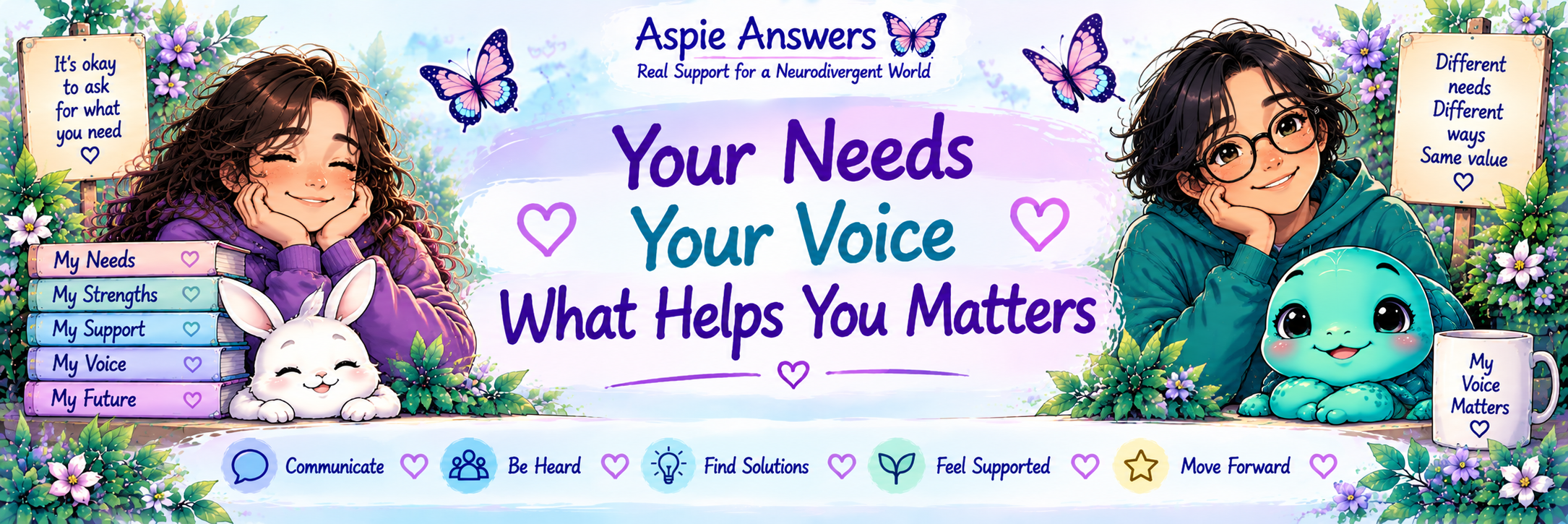 Your needs, your voice, what helps you matters — illustrated divider.