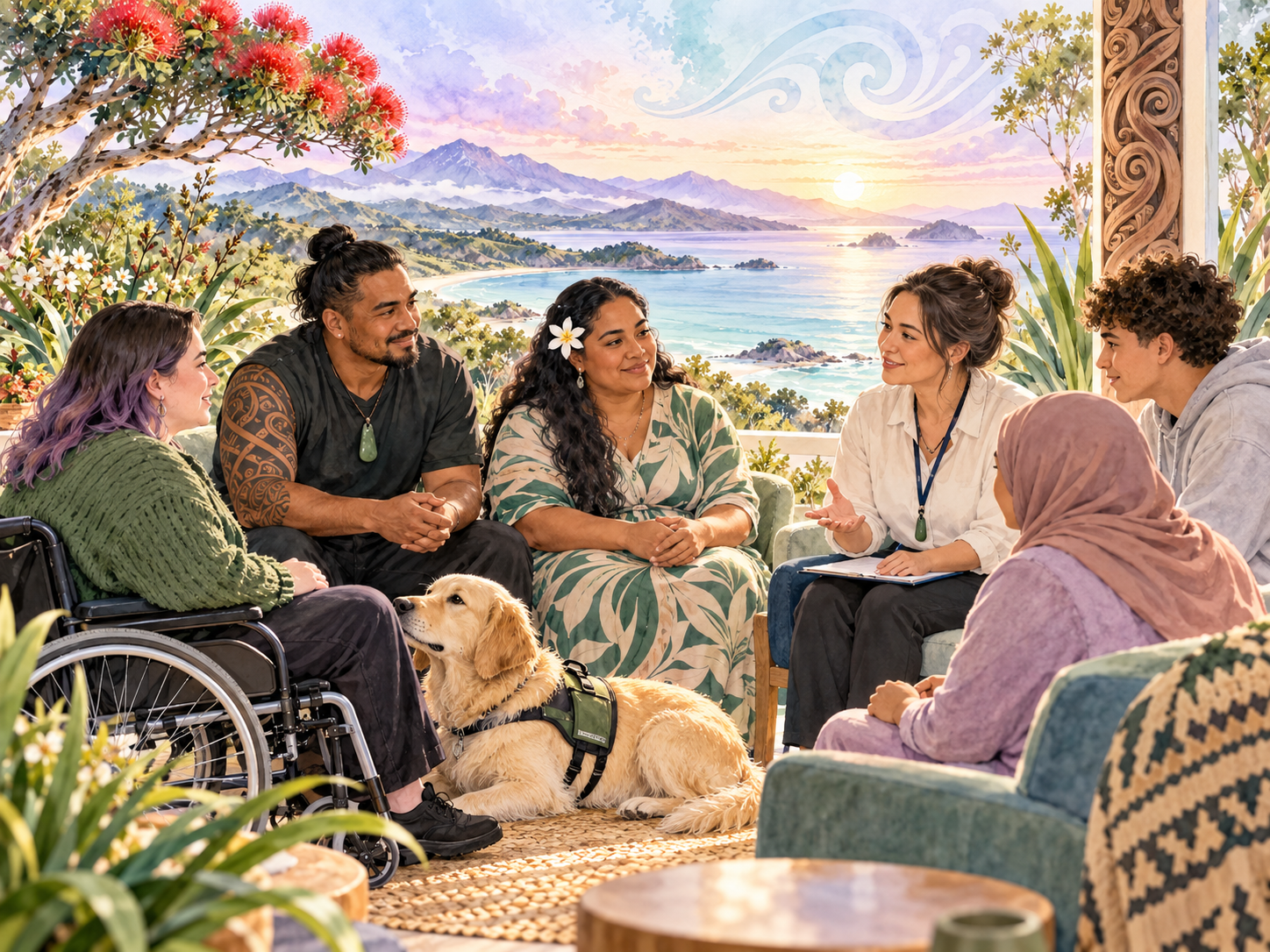 Inclusive support conversation with people from different backgrounds