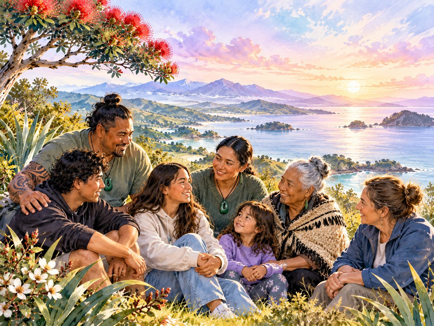 Whānau across different generations sitting together