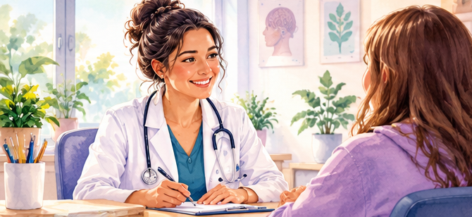 Patient speaking with a GP during a supportive consultation