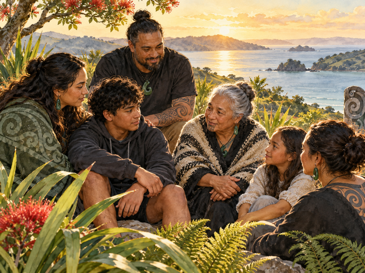 Māori rangatahi and whānau sharing a supportive conversation